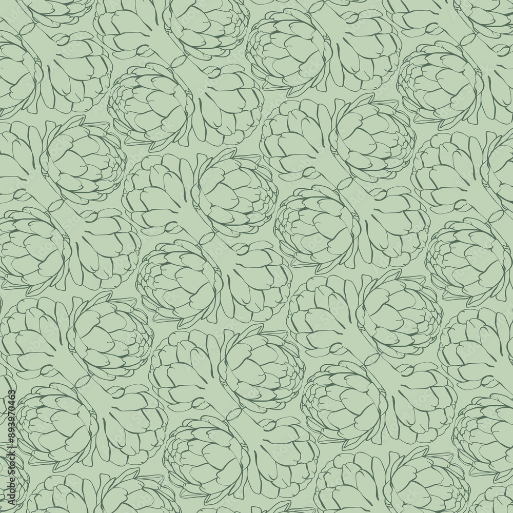 Seamless pattern with artichokes. Vector illustration. Botanical pattern for textiles and wallpapers. Hand drawn vector elements Seamless pattern with artichokes. Vector illustration. Botanical pattern for textiles and wallpapers. Hand drawn vector elements
