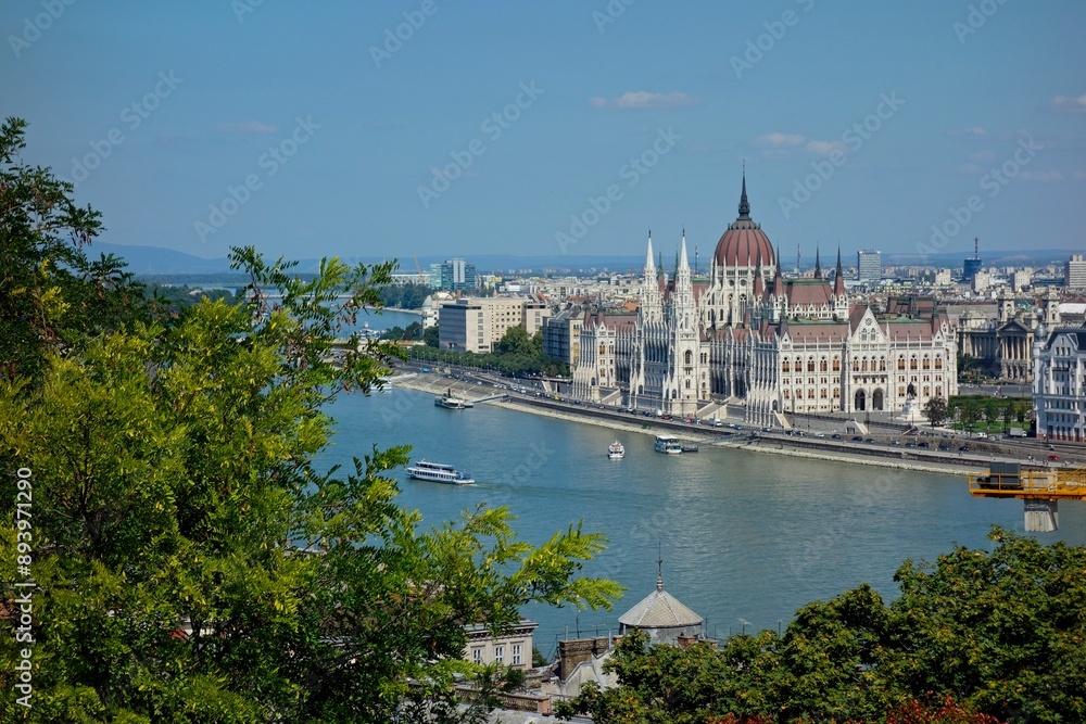Fototapeta premium Budapest, Hungary's capital city, sits on the Danube River in Eastern Europe