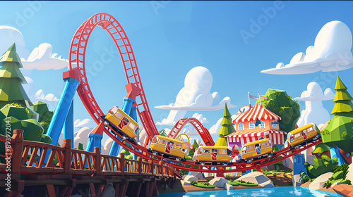Artistic Style Cartoon Style Roller Coaster Aspect 16:9
