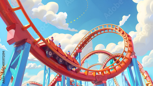Artistic Style Cartoon Style Roller Coaster Aspect 16:9