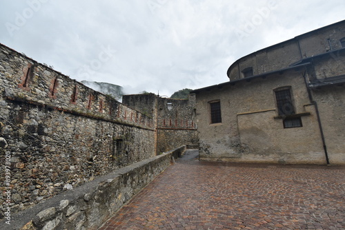 A small town in the mountains, sky, clouds, rain, panorama, architecture, Vinadio, Cuneo, Piedmont, Italy