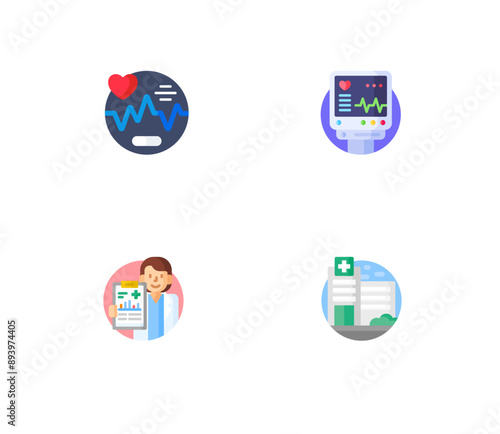 Set of digital health outline icons related to healthcare, digitalization medical, medicine. Linear icon collection. Editable stroke. Vector illustration