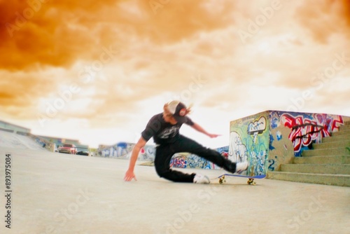 Принти на полотні Teenager Falling Off His Skateboard