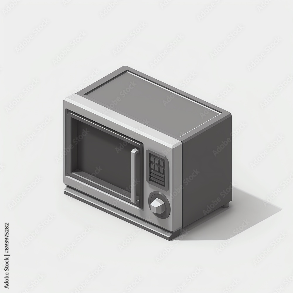 Isometric 3D illustration of a simple grey microwave. Isometric 3D illustration of a simple grey microwave.