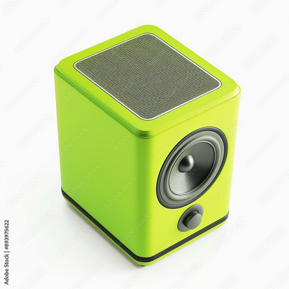 Fototapeta premium Green modern audio speaker with white background.