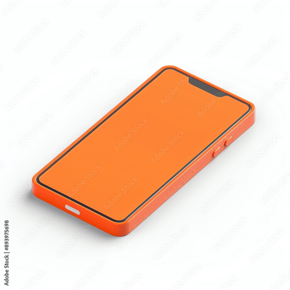 Orange smartphone mockup isolated on white background. Orange smartphone mockup isolated on white background.