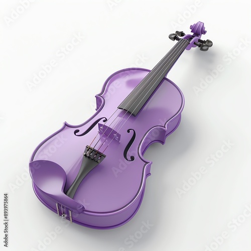 Purple violin isolated on white background. photo