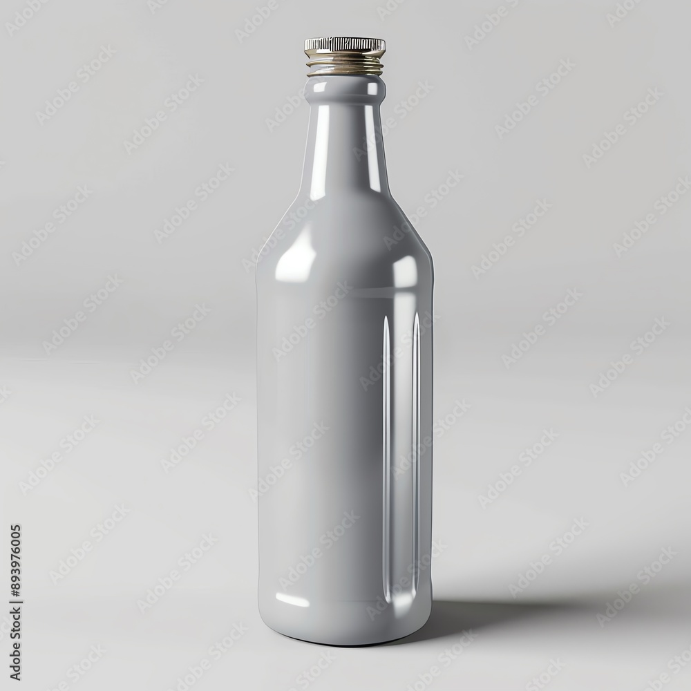 Gray glass bottle with metal cap, isolated on white background. Gray glass bottle with metal cap, isolated on white background.