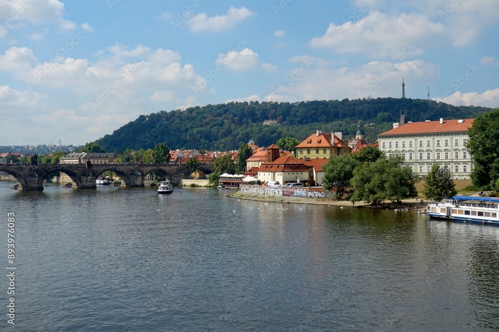 Obraz premium Prague, the capital of the Czech Republic, is a rustic Eastern European city on the banks of the Vltava River