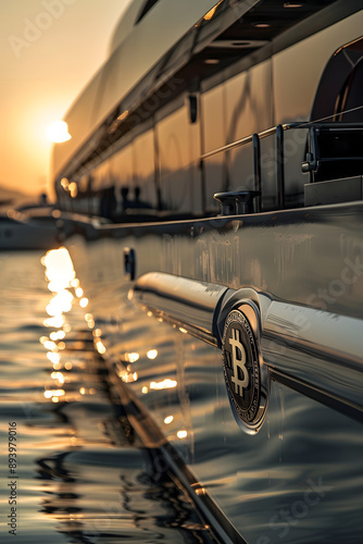 Bitcoin yacht on the water