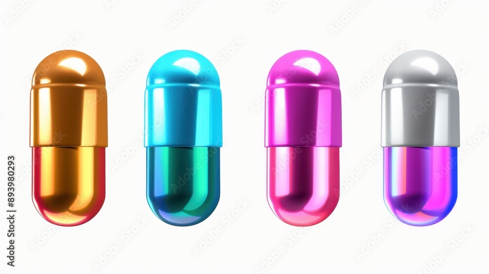 Close-up of five colored tablets on a white background. Close-up of five colored tablets on a white background.