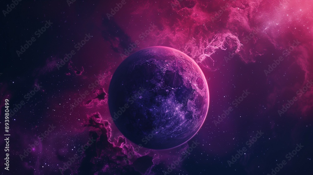 Fototapeta premium Purple planet in the space