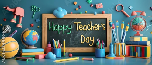 Happy Teacher's Day, school concept teacher's day, illustration. Teacher's Day typography, social media post. Teacher's Post.