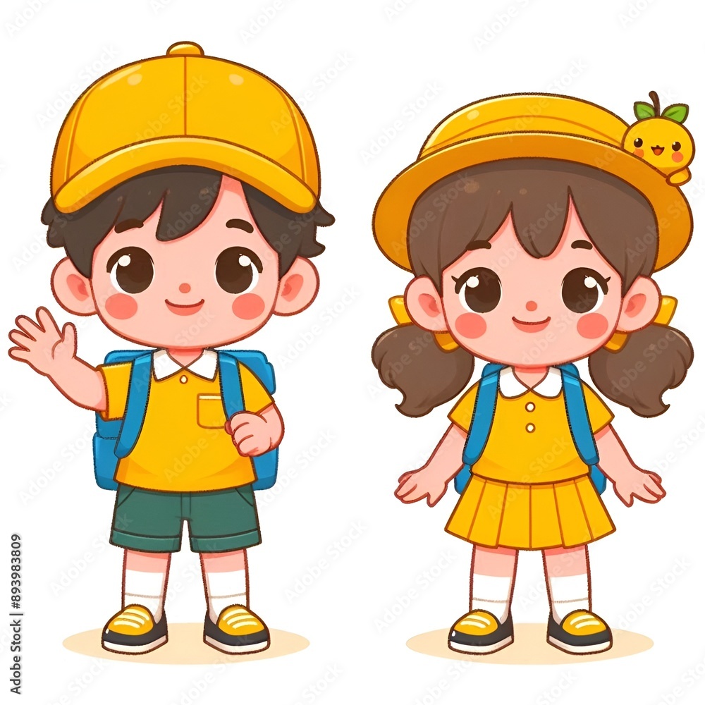 a friendly boy and girl kindergarten student. Generative ai a friendly boy and girl kindergarten student. Generative ai