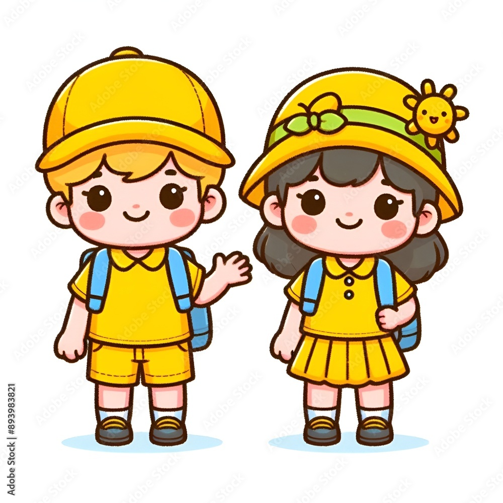 a friendly boy and girl kindergarten student. Generative ai a friendly boy and girl kindergarten student. Generative ai