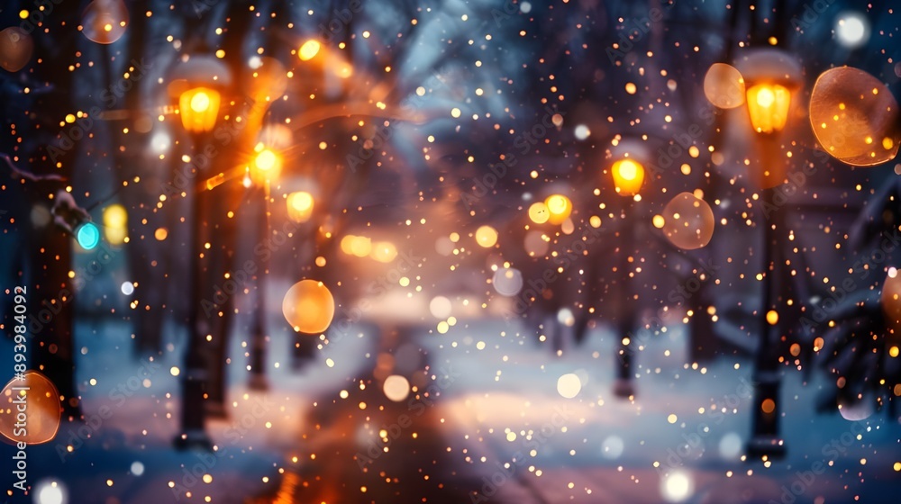 Illumination and snow blurred background Illumination and snow blurred background