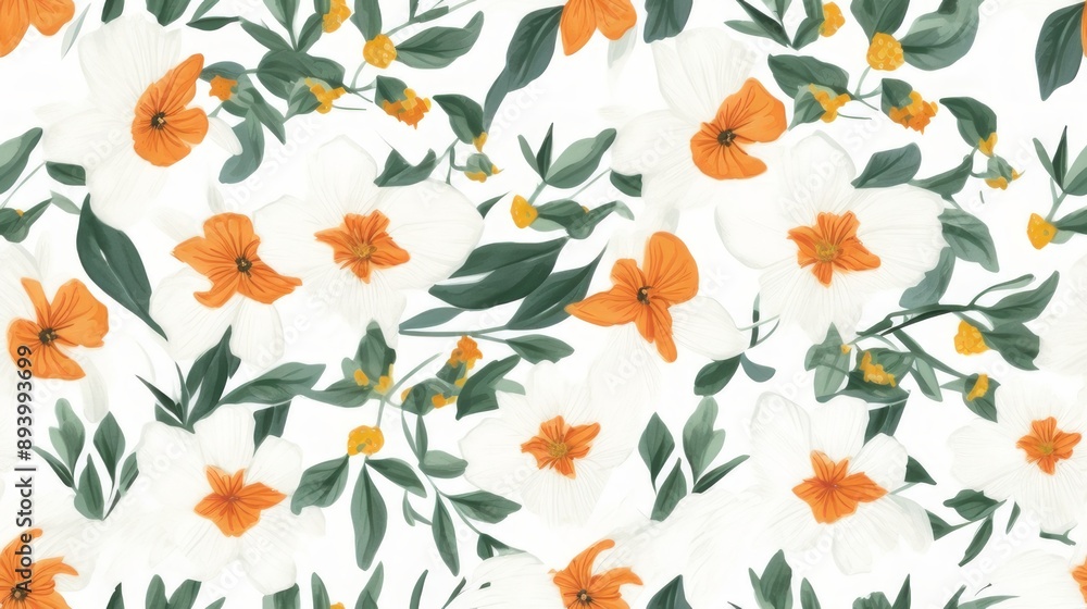 The beauty of the white and orange Ruellia flowers combined with the fresh green leaves makes this background full of softness and joy. The beauty of the white and orange Ruellia flowers combined with the fresh green leaves makes this background full of softness and joy.