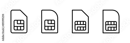 Sim card icon vector isolated on white background. Mobile slot icon. Mobile cellular phone sim card chip.