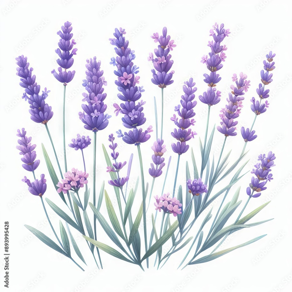 Naklejka premium lavender flat watercolor illustration on white background 