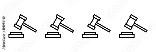Gavel icon vector isolated on white background. Hammer icon vector. Judge Gavel Auction Icon Vector. Bid