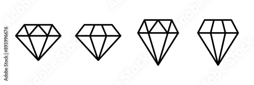 Diamond icon vector isolated on white background. Diamond vector icon. Gemstone symbol
