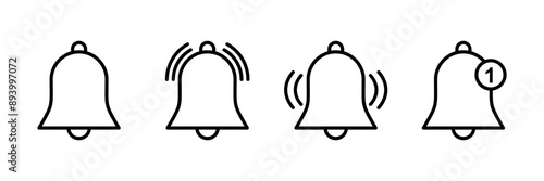 Bell Icon vector isolated on white background. Notification symbol. Bell vector icon