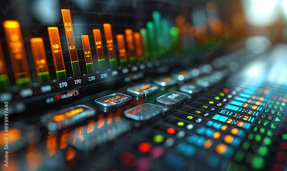 Bar charts with green color going up and down for positive Eco-investing stock market or green investment banking charts Bar charts with green color going up and down for positive Eco-investing stock market or green investment banking charts