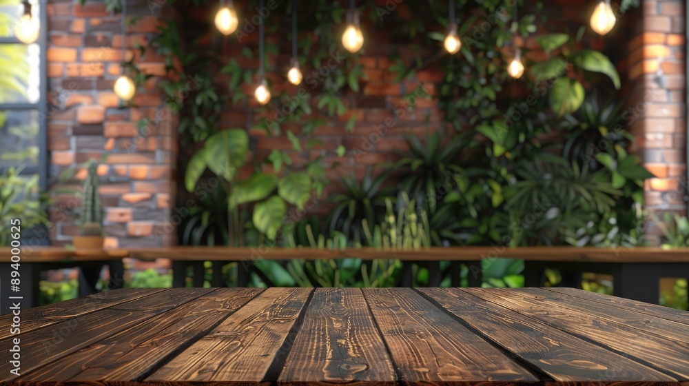 Wooden table in restaurant background for product display Wooden table in restaurant background for product display