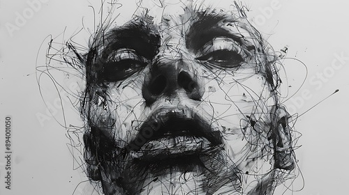 minimalist scribble potrait art for background