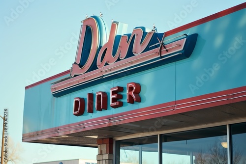 Original American Diner Sign Design Concept Generative Illustration