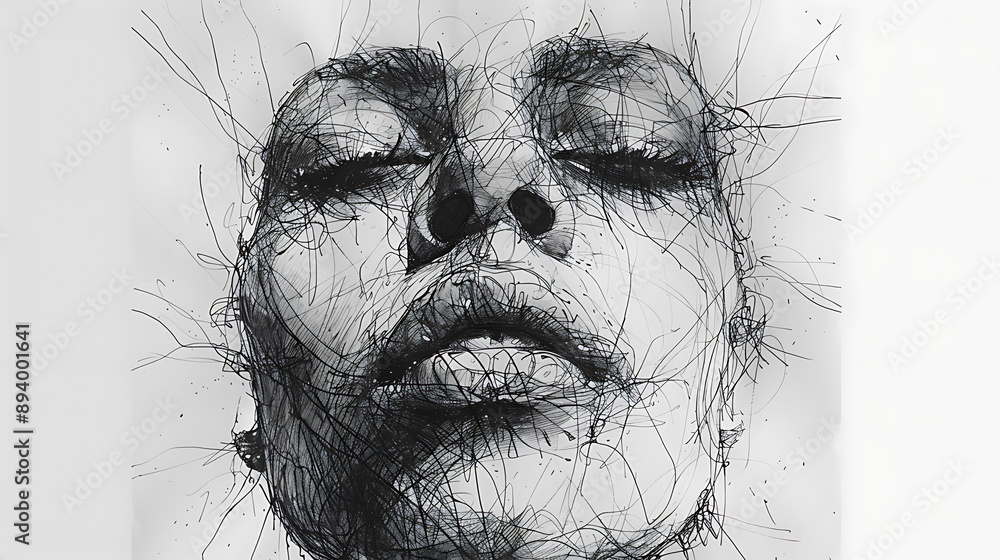 Obraz premium minimalist scribble potrait art for background