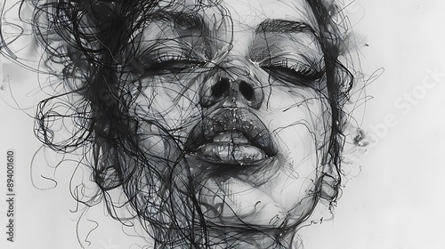 minimalist scribble potrait art for background