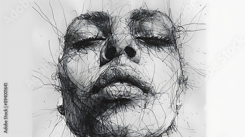 minimalist scribble potrait art for background