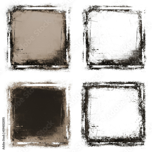 Vintage grey and sepia photo filter overlay grunge paper texture on transparent background