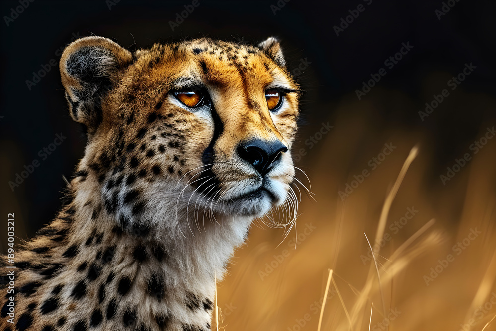 Stunning portrait of a majestic cheetah with piercing eyes, symbolizing wildlife conservation and natural beauty. Perfect for educational, marketing, and environmental projects. Stunning portrait of a majestic cheetah with piercing eyes, symbolizing wildlife conservation and natural beauty. Perfect for educational, marketing, and environmental projects.