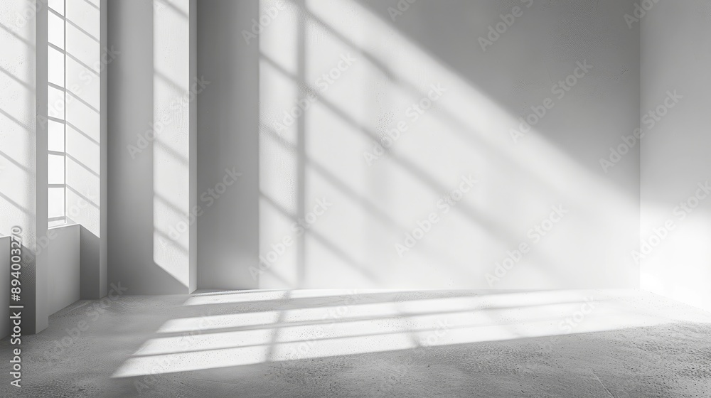 Obraz premium Monochrome light and shadow effect on indoor white wall for backdrop and mockup design