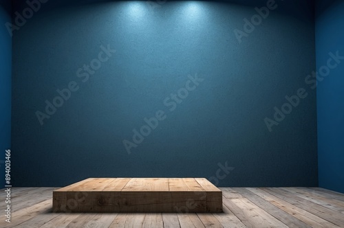 podium for product showcase Beautiful elegant frame for copy space Minimal abstract cosmetic background presentation luxury interior empty room with wooden wall and spotlights