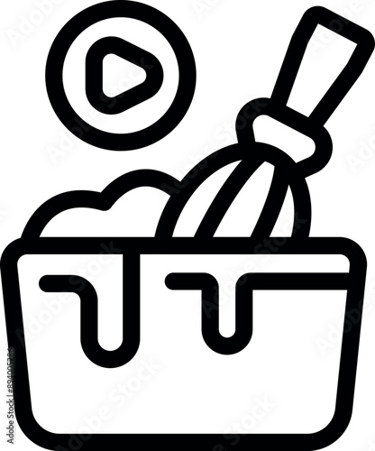 Whisk is mixing ingredients in a bowl, following a recipe from an online video