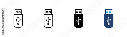 Usb icon set. Flash disk icon vector