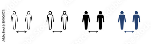 Social distance icon set. social distancing icon. self quarantine sign