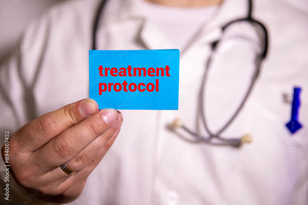 On a light gray background, text TREATMENT PROTOCOL. Medical concept On a light gray background, text TREATMENT PROTOCOL. Medical concept