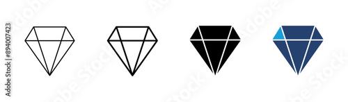 Diamond icon set. diamond gems vector icon.