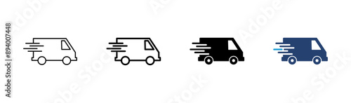 Fast shipping delivery truck icon set. Delivery truck icon. fast delivery icon