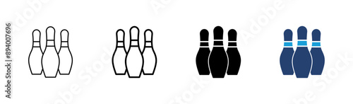 Bowling icon set. bowling ball and pin icon. bowling pins