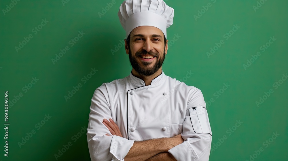 Smiling chef in white uniform. Perfect for culinary or restaurant themes. Smiling chef in white uniform. Perfect for culinary or restaurant themes.