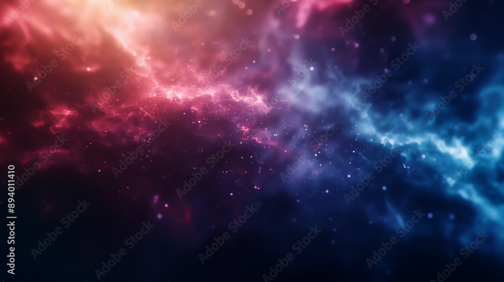 Fototapeta premium Stunning view of colorful nebula in outer space, showcasing vibrant hues of red and blue with sparkling stars in the background.