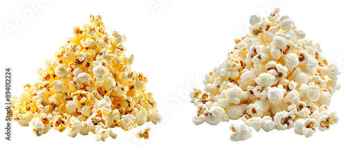 Two piles of fluffy popcorn.