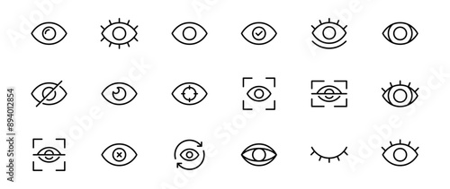 eye icon set. vision icon, see view icons - eyesight symbol - invisible eye hide icon, incognito icon no eye view hidden icon set. eye scan icons. editable stroke