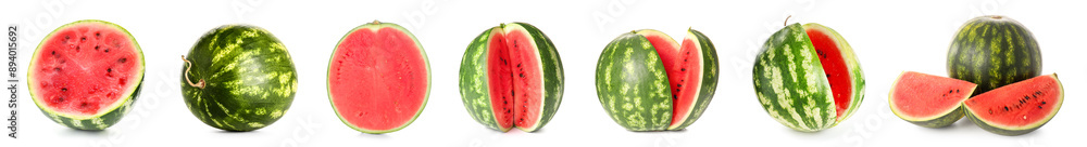 Set of ripe watermelons isolated on white Set of ripe watermelons isolated on white