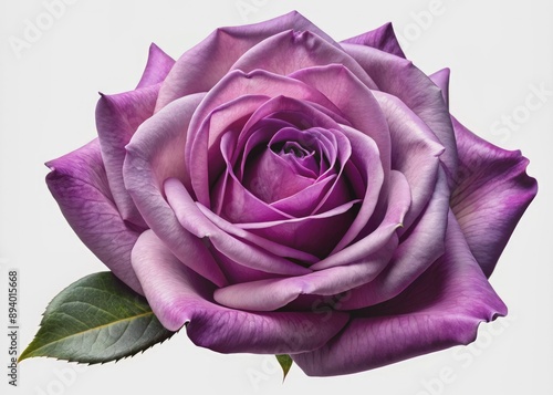 Delicate, velvety purple rose with subtle sheen and intricate details, isolated on a transparent background, showcasing its elegant beauty and sophisticated charm.